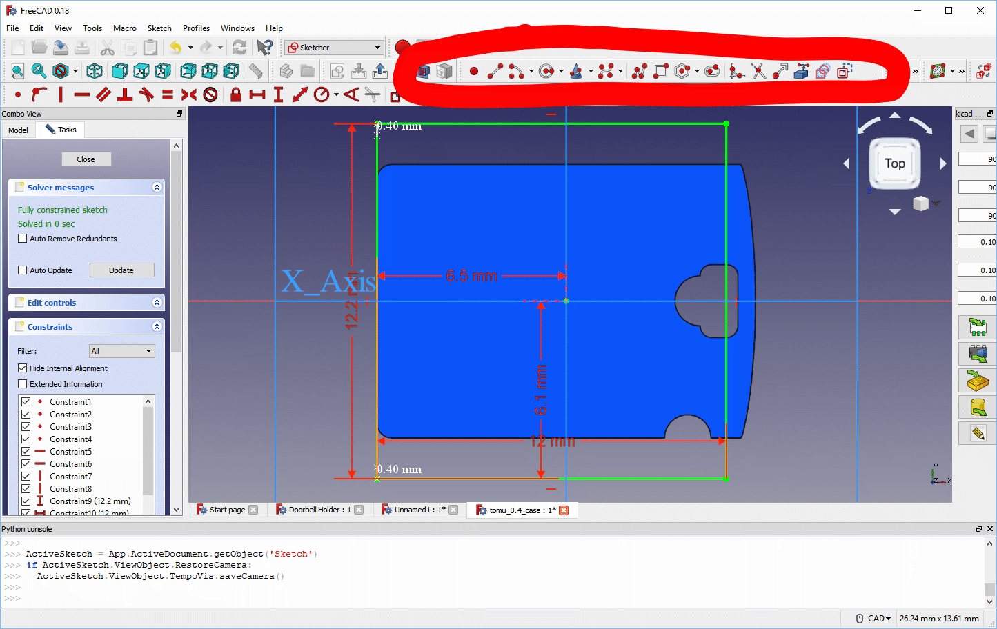 Creating constraints on the first sketch