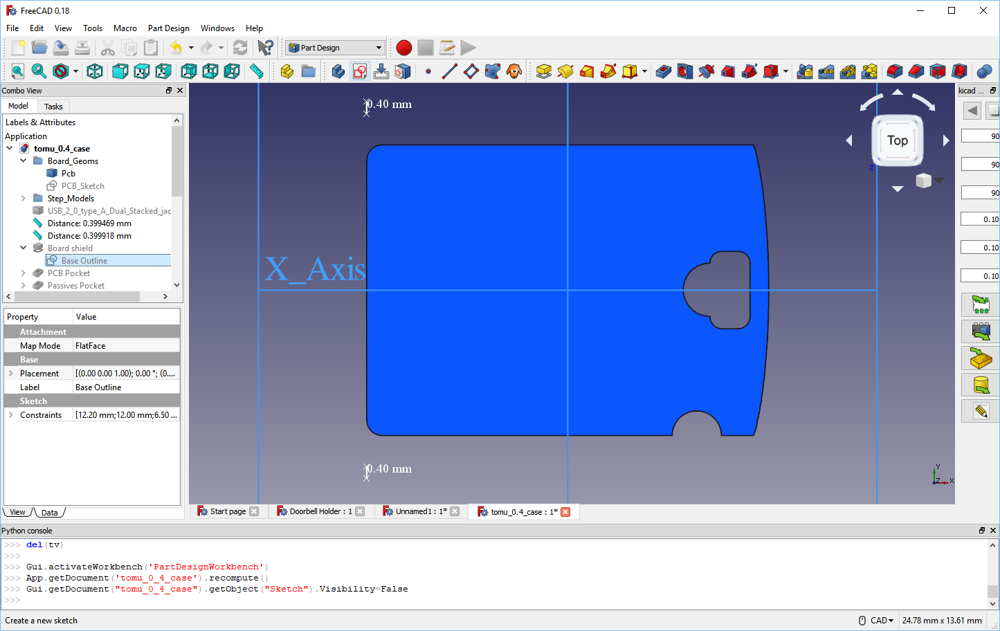 First, open the PCB in FreeCAD