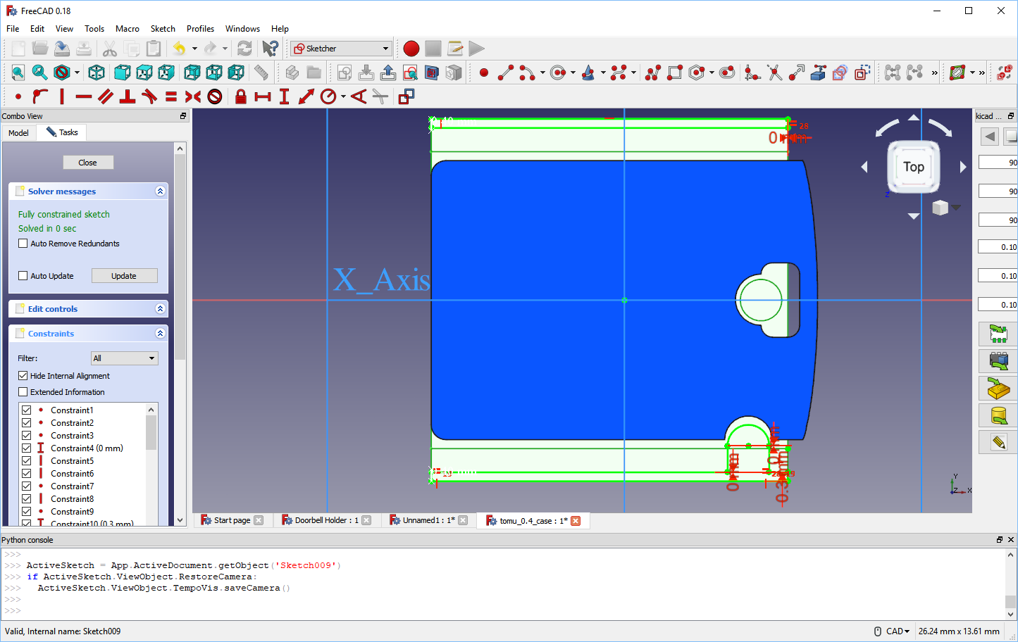 Creating the sketch for the guiding slots