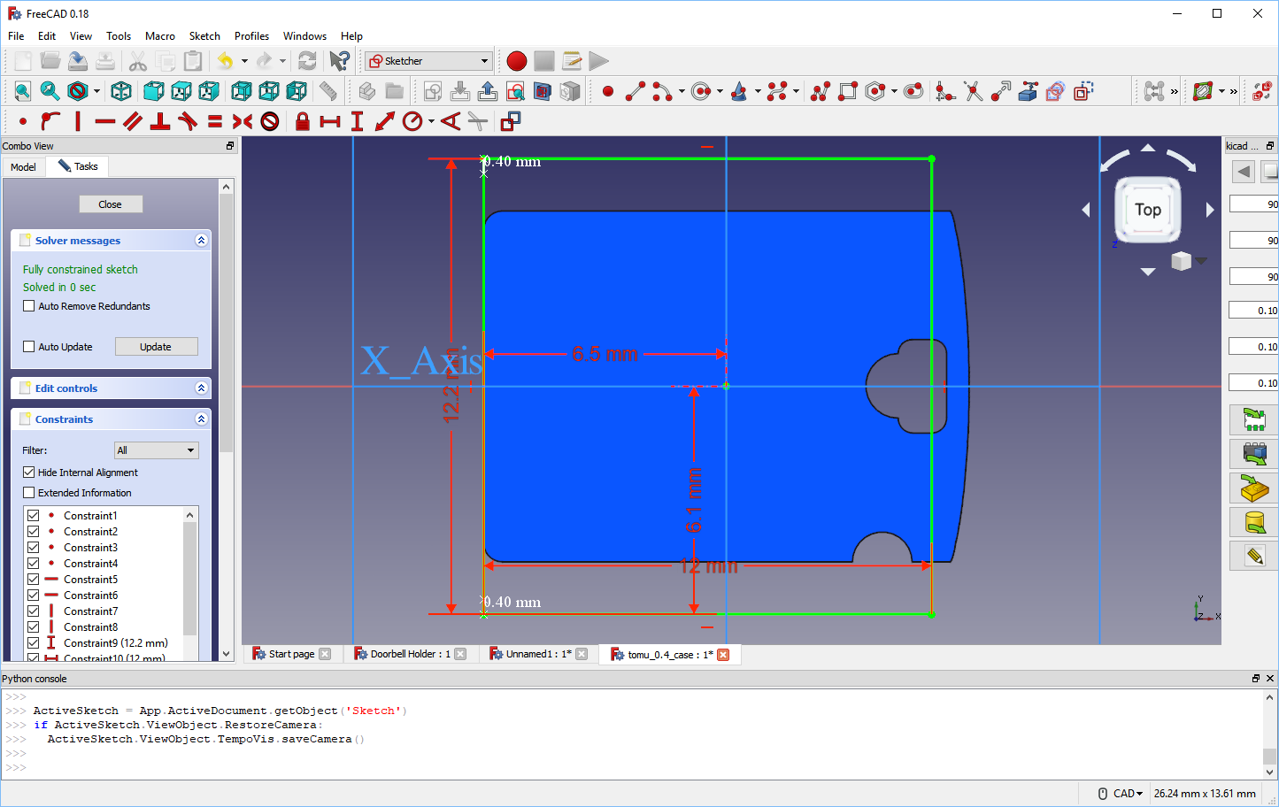 Creating constraints on the first sketch